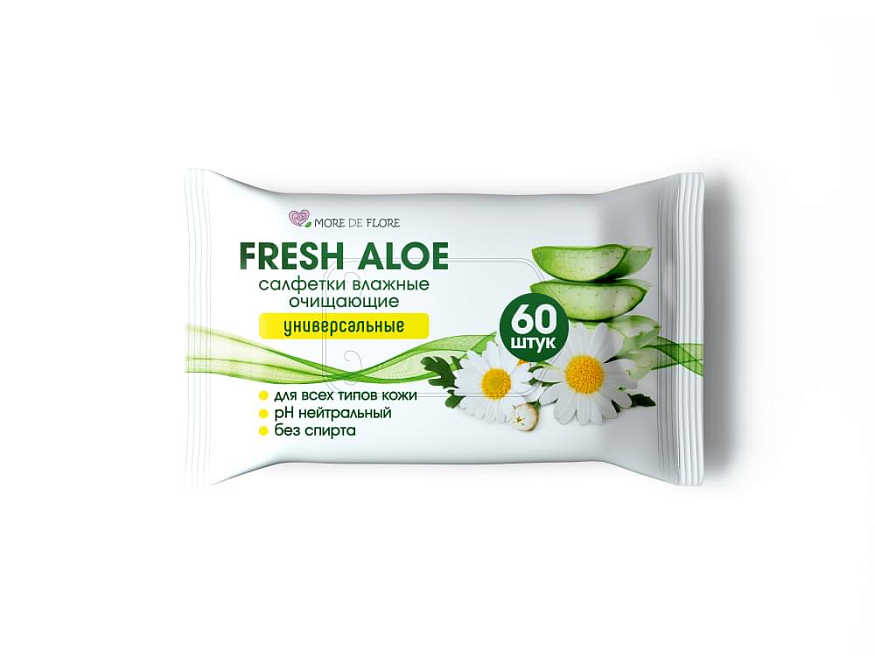 Салфетки влажные fresh aloe очищающие универсальные 60 шт.