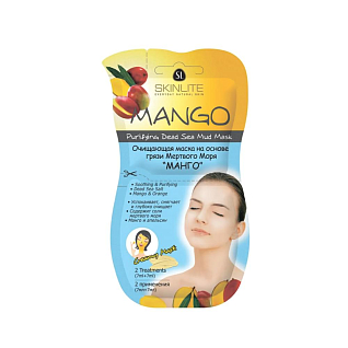 Маска для лица очищающая на основе грязи мертвого моря манго на 2 применения