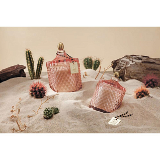 Cactus - Свеча ароматизированная в розовом подсвечнике из хрустального стекла диаметр 10,5 высота 18 см