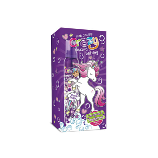 Набор Единорог мусс-пена для детских забав и купания в ванной  (фиолетовая)  225 мл + мусс 2-в-1 для мытья тела и волос 200 мл + раскраска