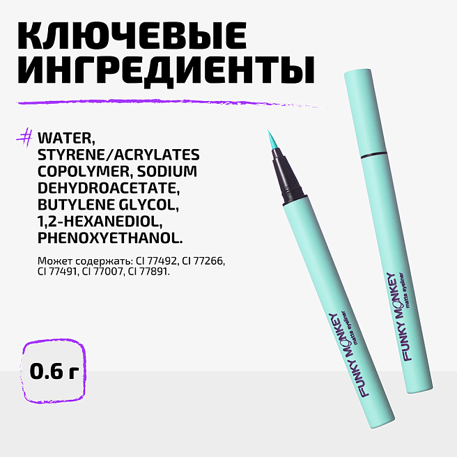 Маркер Для Глаз Матовый Matte Eyeliner Тон 05 мятный