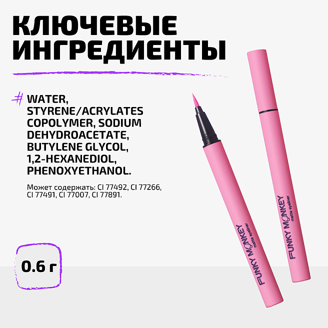 Маркер Для Глаз Матовый Matte Eyeliner Тон 03 розовый