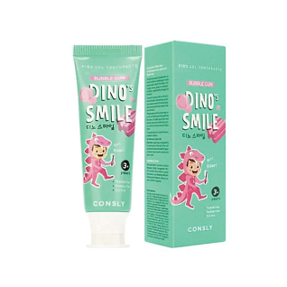 Consly Dinos Smile Д Детская гелевая зубная паста c ксилитом и вкусом жвачки, 60г