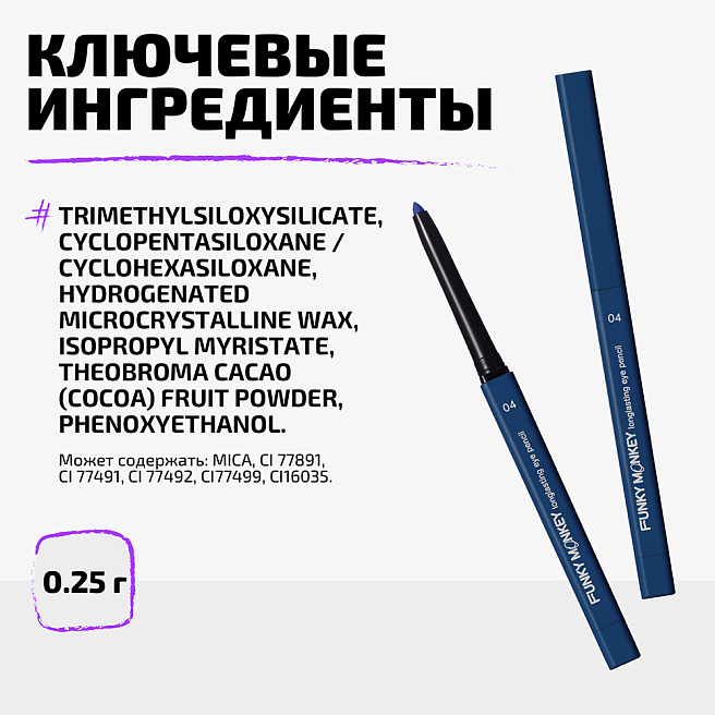 Карандаш для глаз стойкий Longlasting eye pencil Тон 04 темно-синий