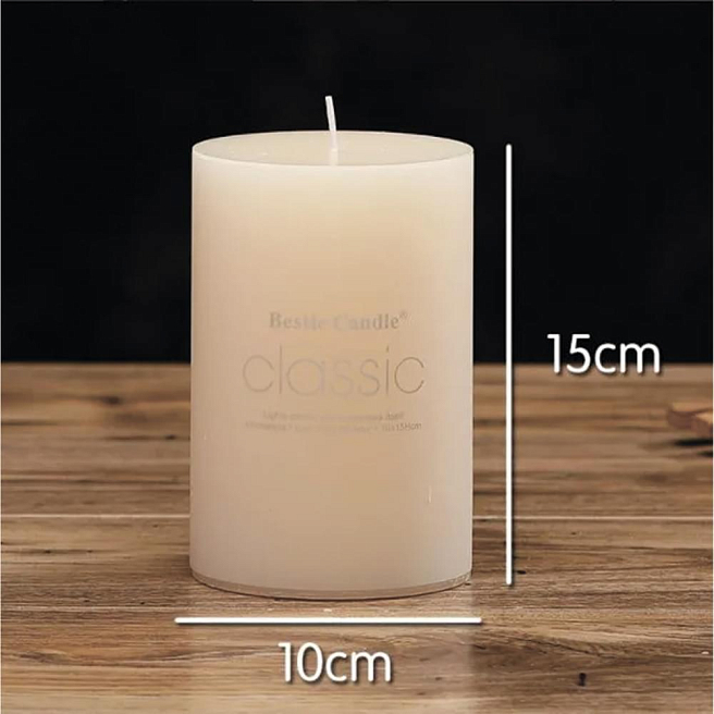 Moments Creamy - Свеча парафиновая кремовая без аромата диаметр 10 см высота 15 см