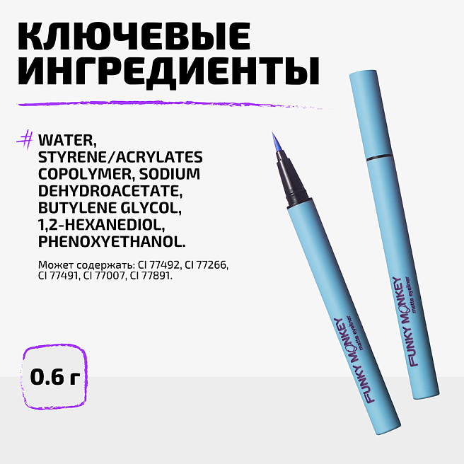 Маркер Для Глаз Матовый Matte Eyeliner Тон 04 голубой