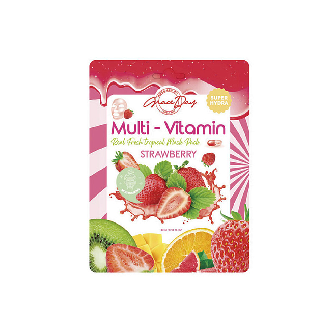 Grace Day Mask Multi Vitamin Тканевая маска с экстрактом клубники, 27мл