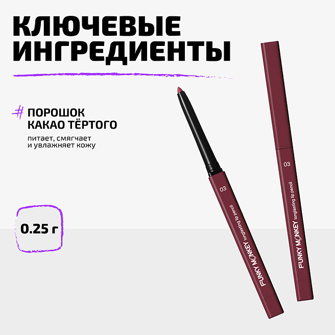 Карандаш для губ стойкий Longlasting lip pencil Тон 03 розовый