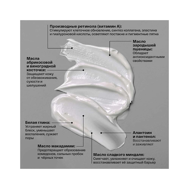 Маска для глубокого очищения и сияния с белой глиной и ретинолом, 100 мл