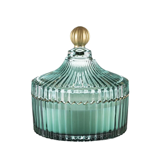 Jasmine - Свеча ароматизированная в бирюзовом подсвечнике из хрустального стекла диаметр 10,5 высота 12 см