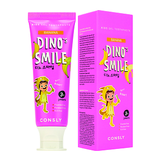 Consly Dinos Smile Д Детская гелевая зубная паста c ксилитом и вкусом банана, 60г